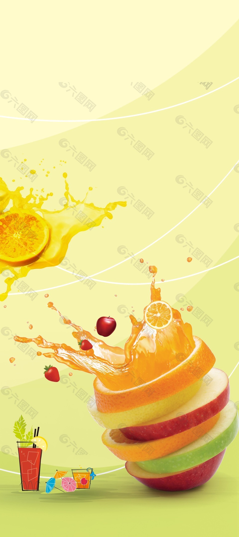 夏季鲜美柠檬果汁广告背景素材