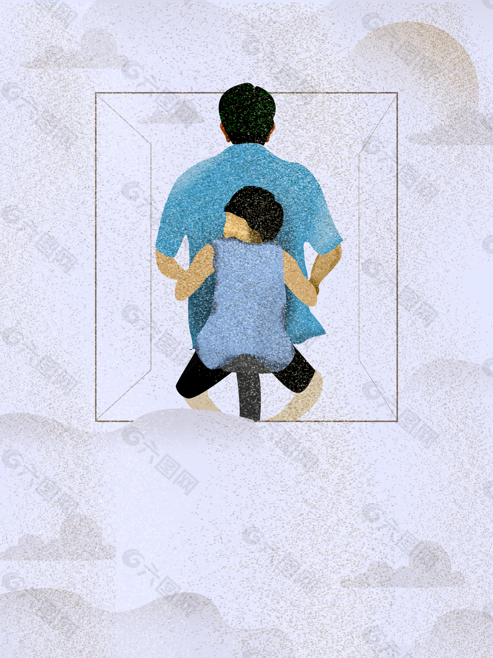 卡通手绘感恩节父子背景