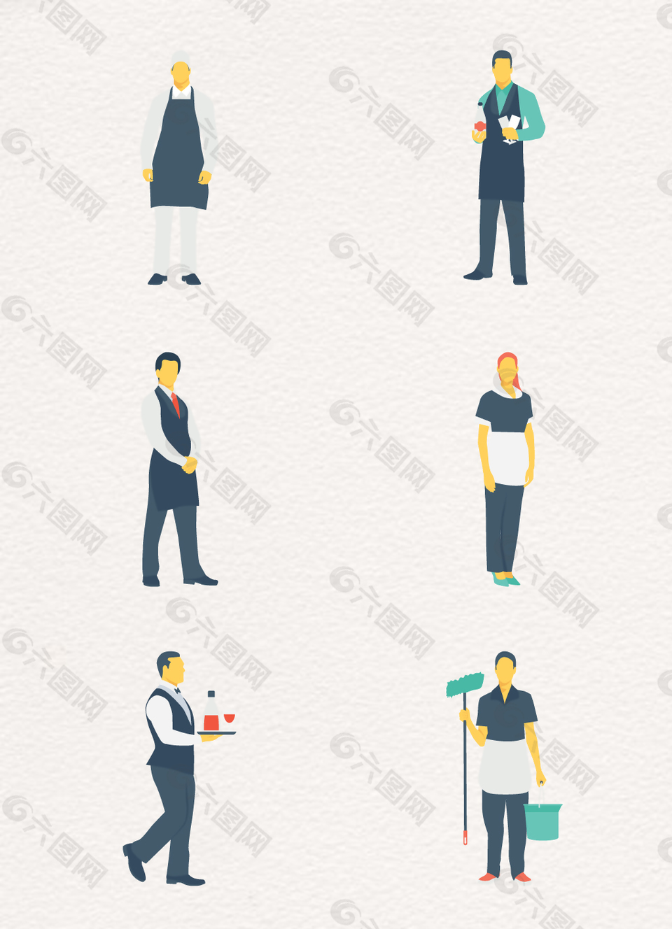 卡通酒店职员矢量合集