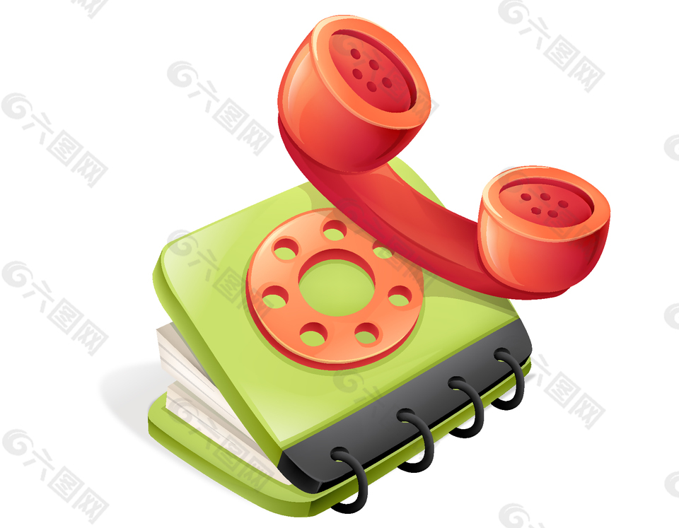 电话话筒与通讯录矢量图