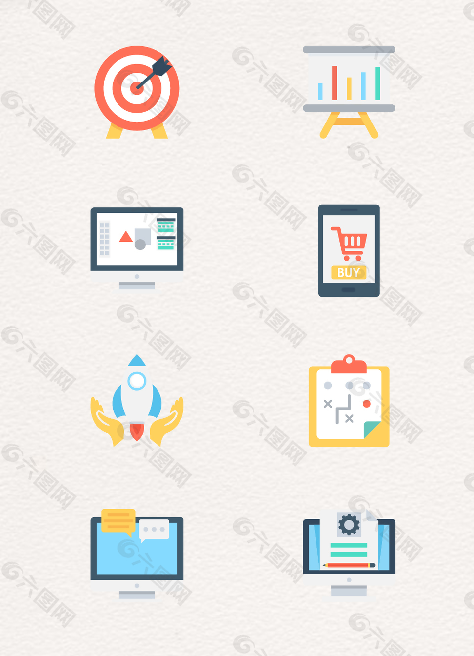 现代科技数字营销矢量图标