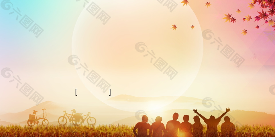 青春清新夕阳广告背景