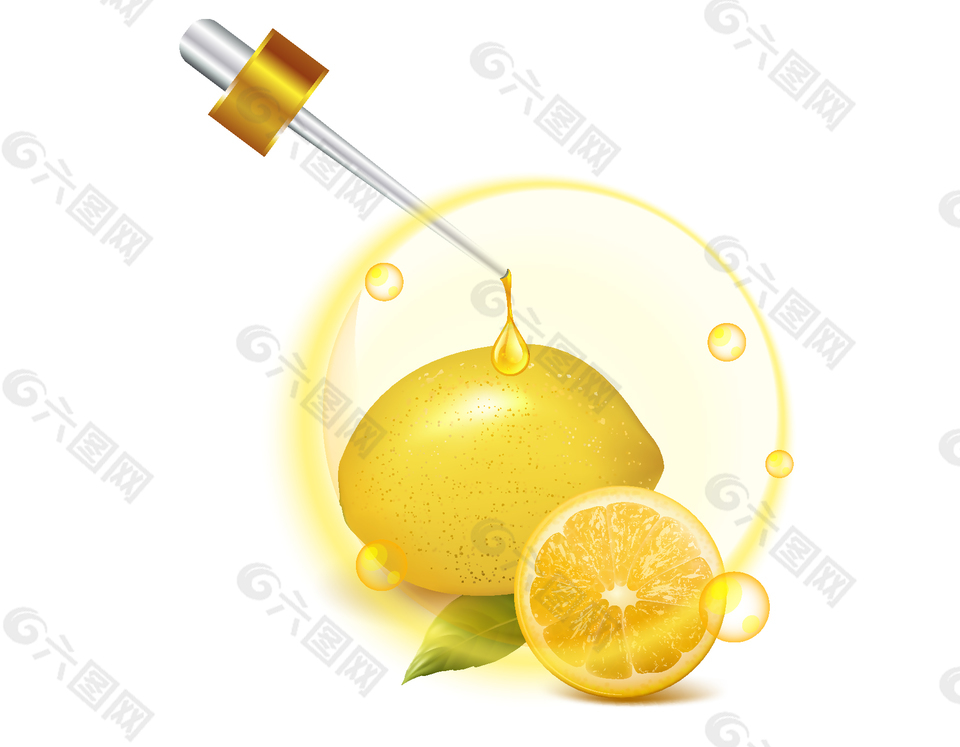 新鲜柠檬提取液矢量图