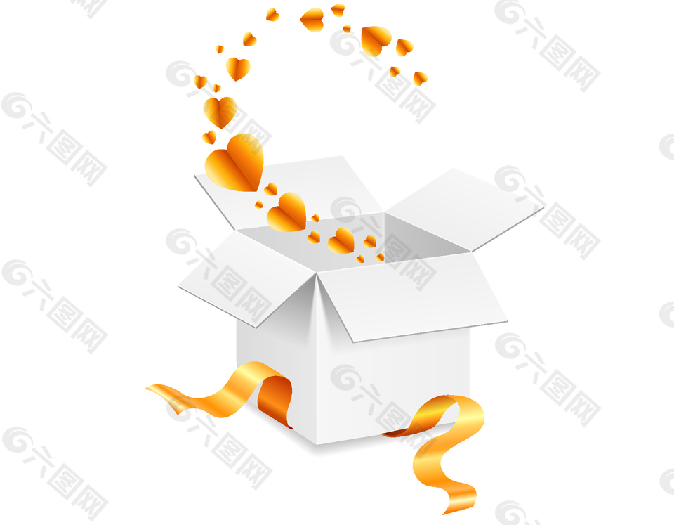 创意爱心白色礼盒矢量图