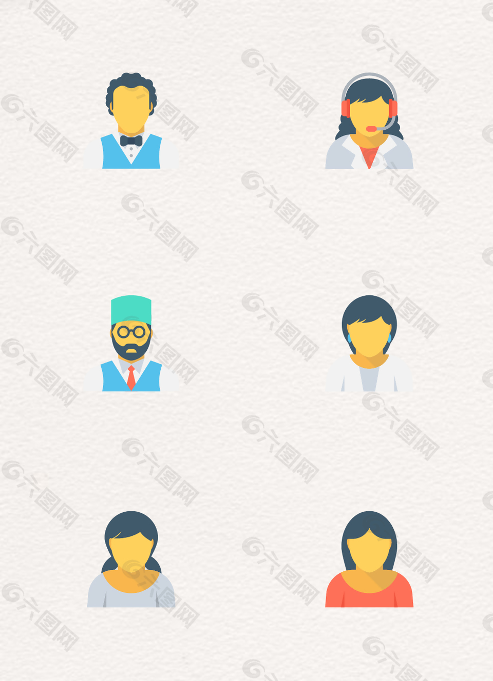 创意不同专业的职业人员头像设计