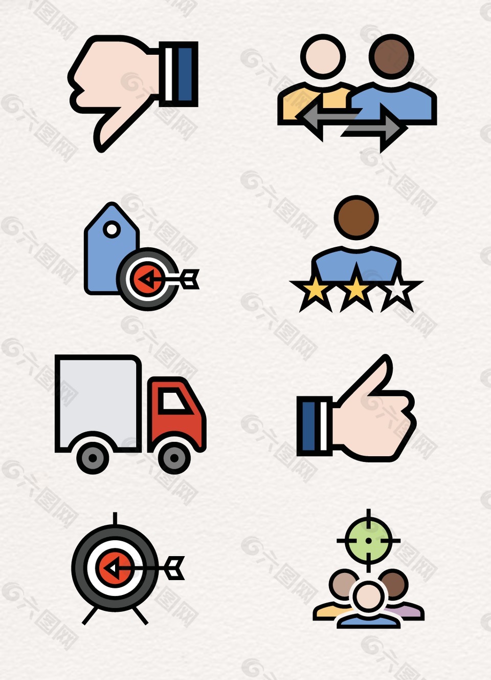 日常商务线条人物设计