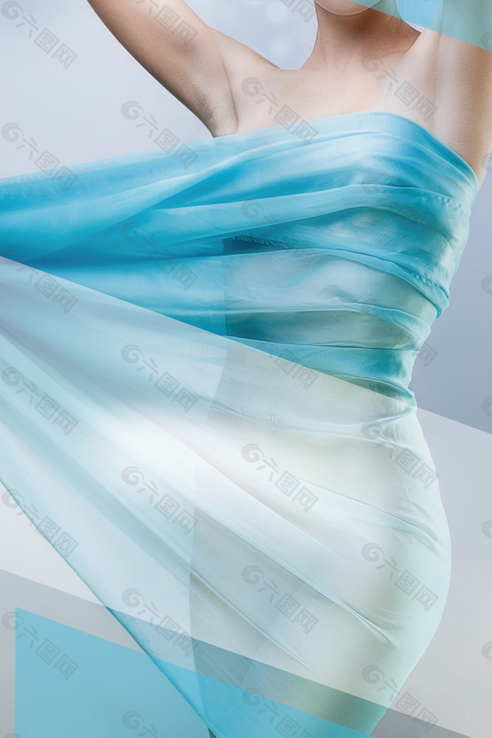 纤维蓝布女人健身减肥塑形背景素材