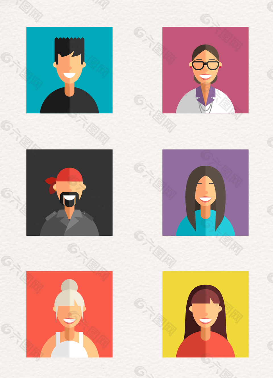 彩色露齿大笑开心的人物头像素材