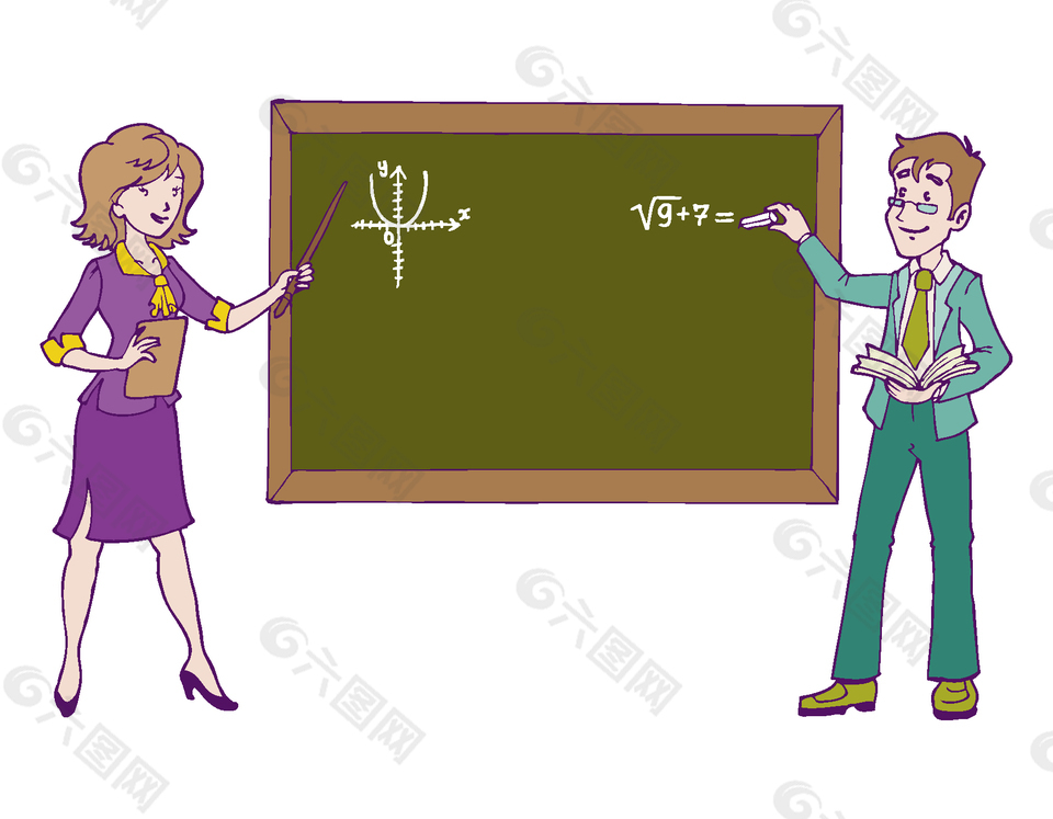 卡通男女老师讲课矢量元素