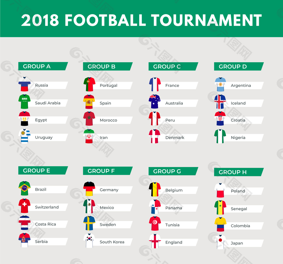 2018世界杯小组赛旗帜素材