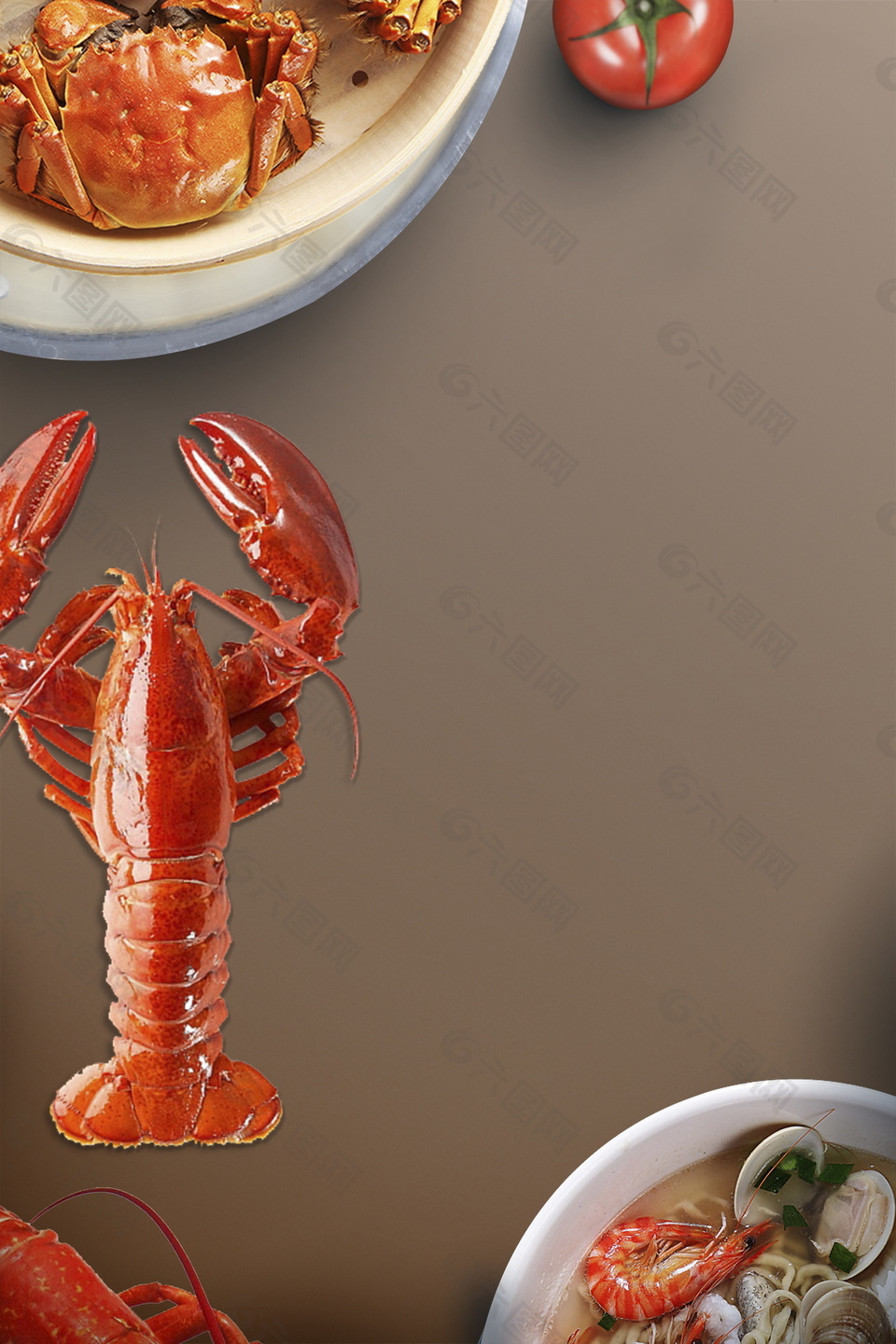 螃蟹海鲜吃货节广告背景素材