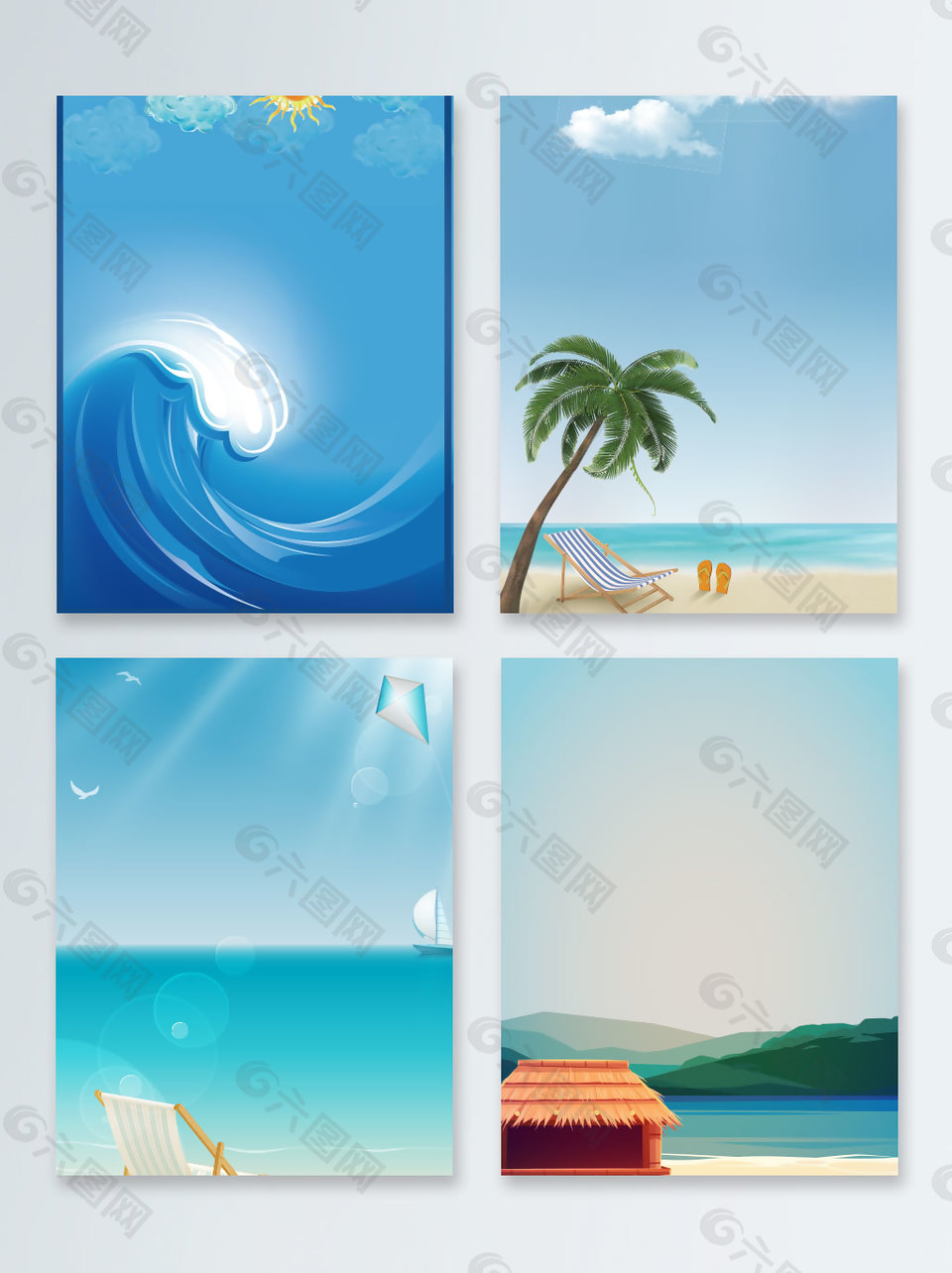 海边椰子树暑期旅游广告背景