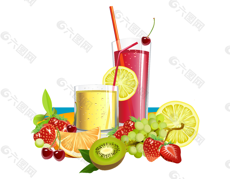 新鲜美味水果与营养果汁