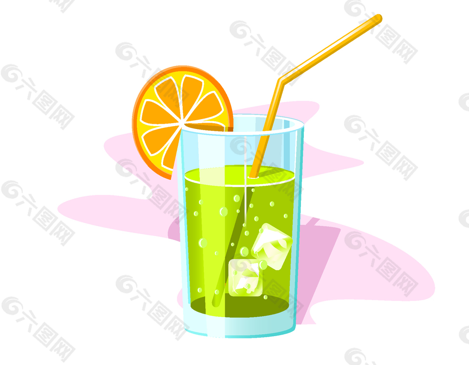 清新绿色冰凉果汁