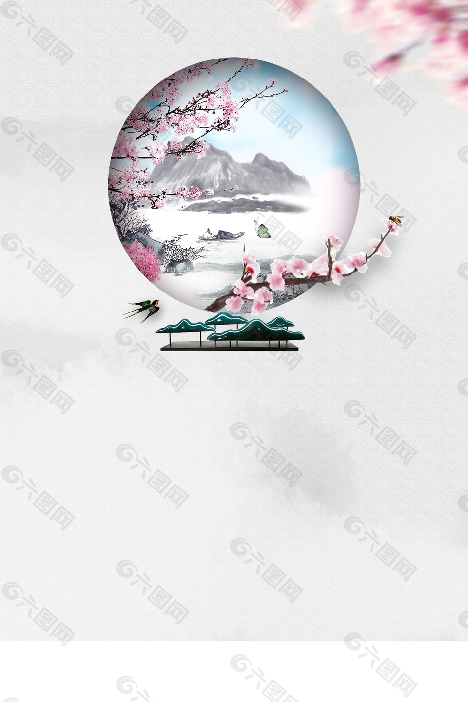 中国风山水水墨背景