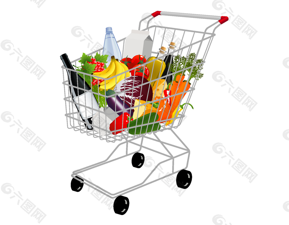 超市购物消费矢量图