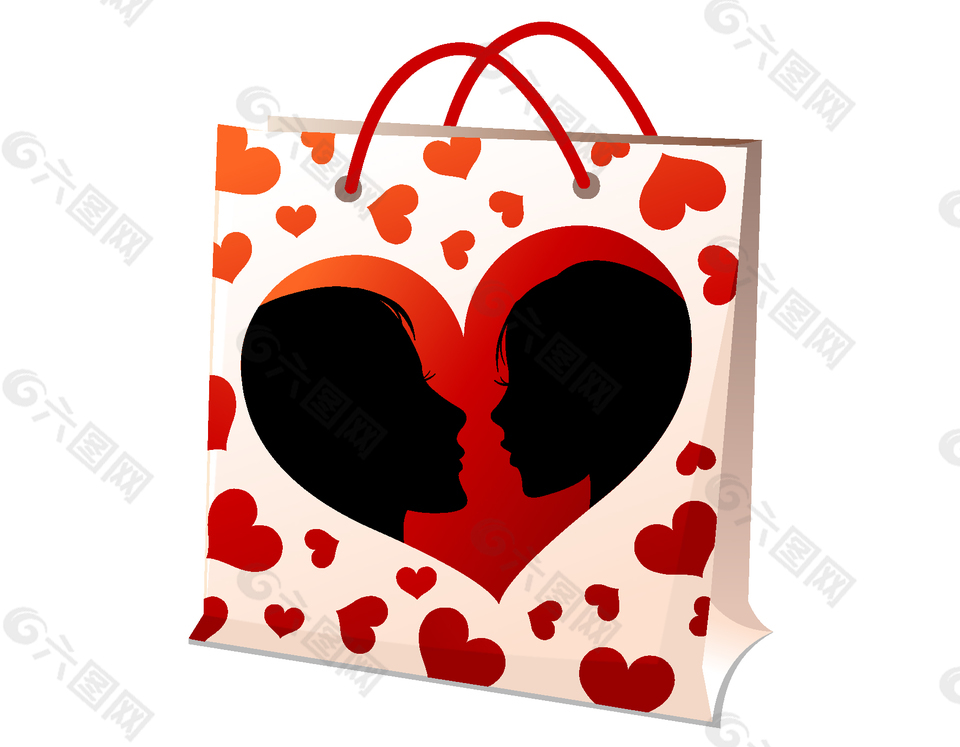 浪漫情侣爱心购物纸袋