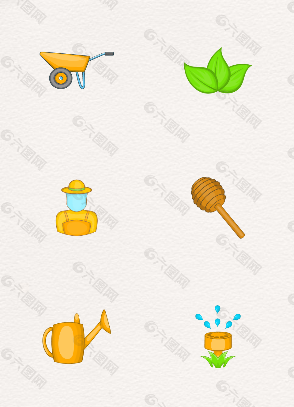 6款手绘农场元素矢量图