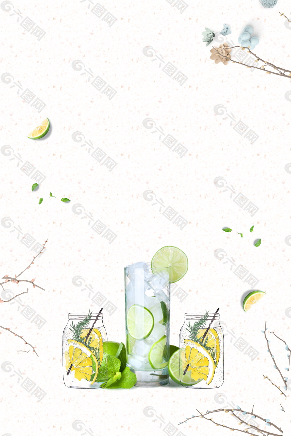 手绘夏日柠檬饮料背景图背景素材免费下载(图片编号:9269208)