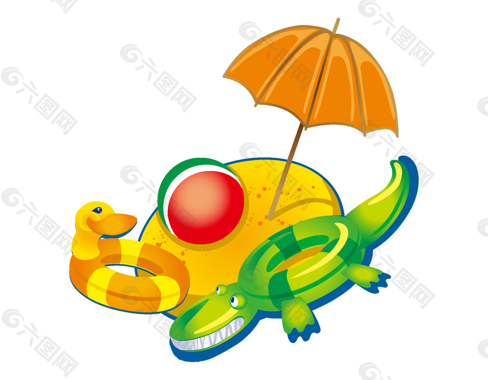 创意动物泳圈与遮阳伞