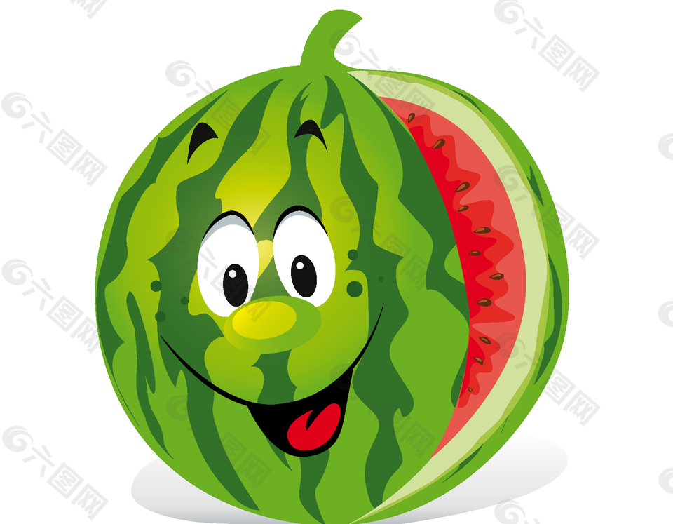 卡通微笑的应季水果西瓜