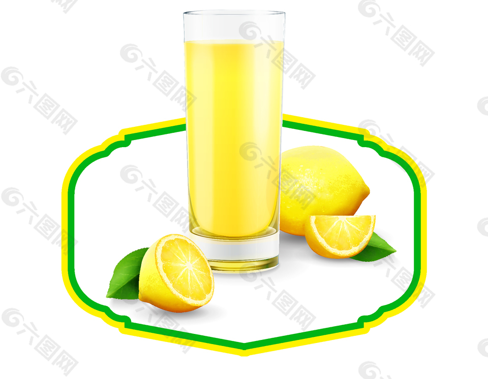 黄色橙子橙汁元素