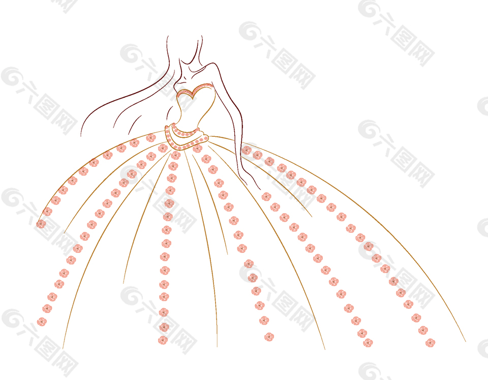 简约浪漫线条婚纱元素