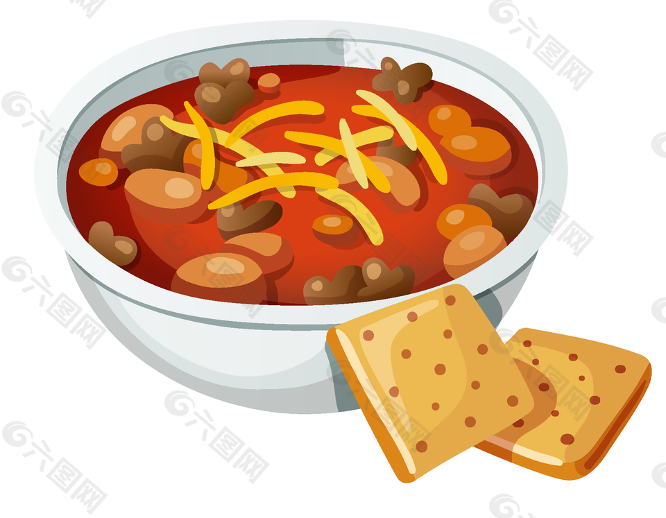 卡通红色高汤美味元素