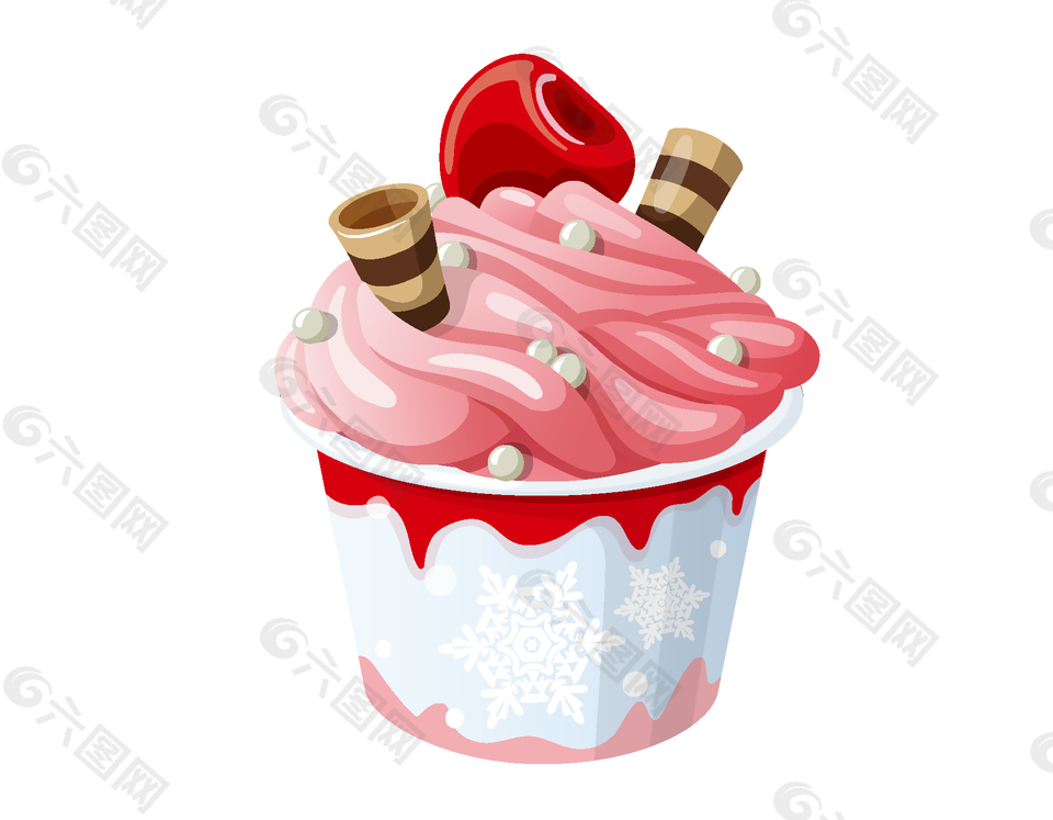 卡通甜蜜粉色冰淇淋元素