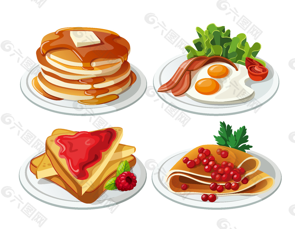 卡通快餐美食早餐元素
