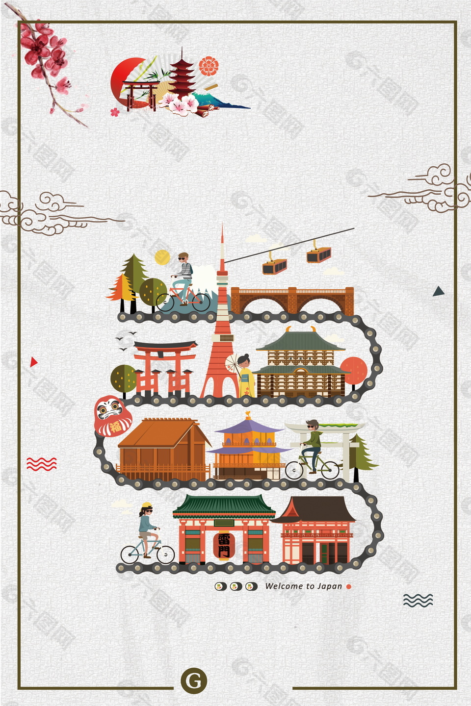 日式建筑广告背景