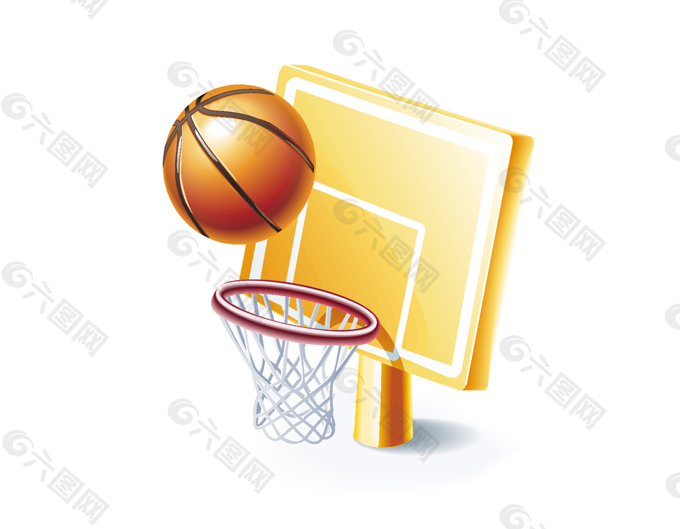 卡通篮球运动投篮元素
