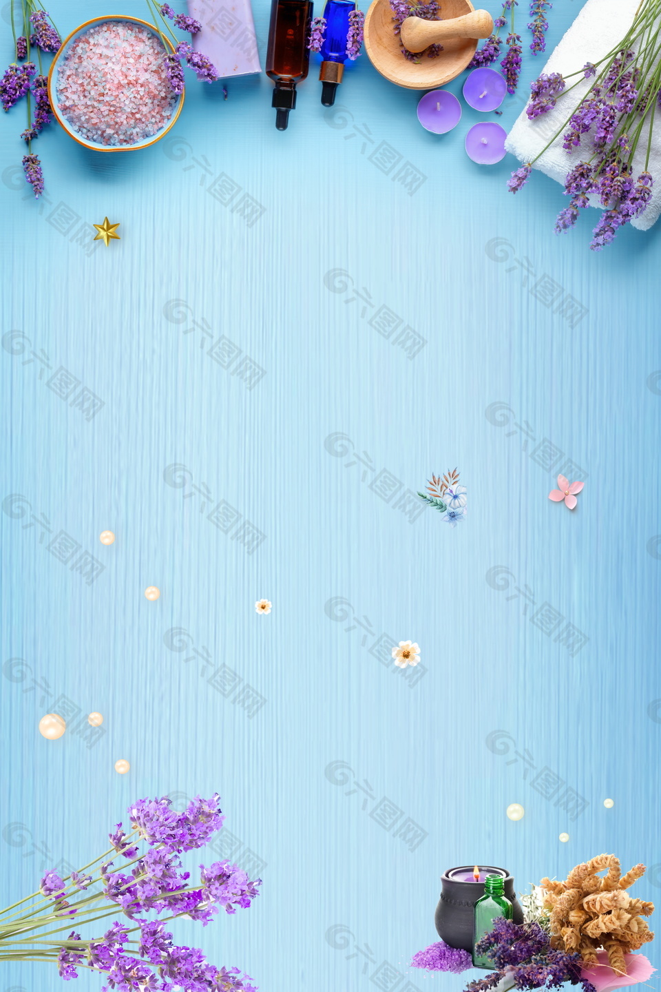 唯美蓝色7月花束海报背景素材背景素材免费下载 图片编号 六图网