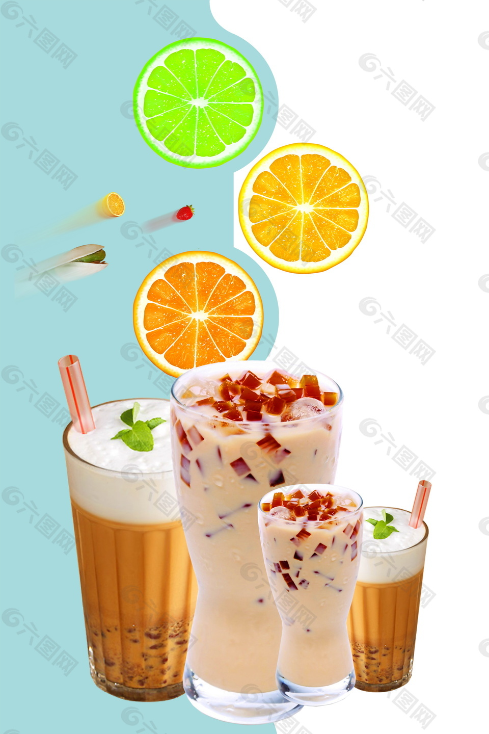 椰果奶茶冷饮广告背景素材