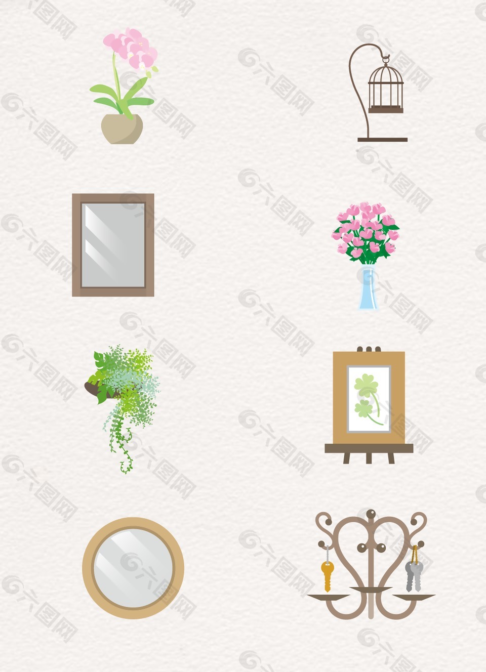 盆栽植物镜子设计图案