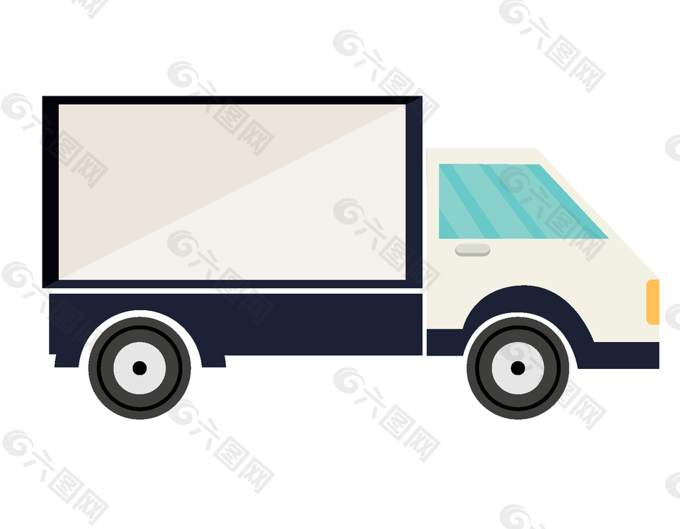 卡通米色大型货车元素