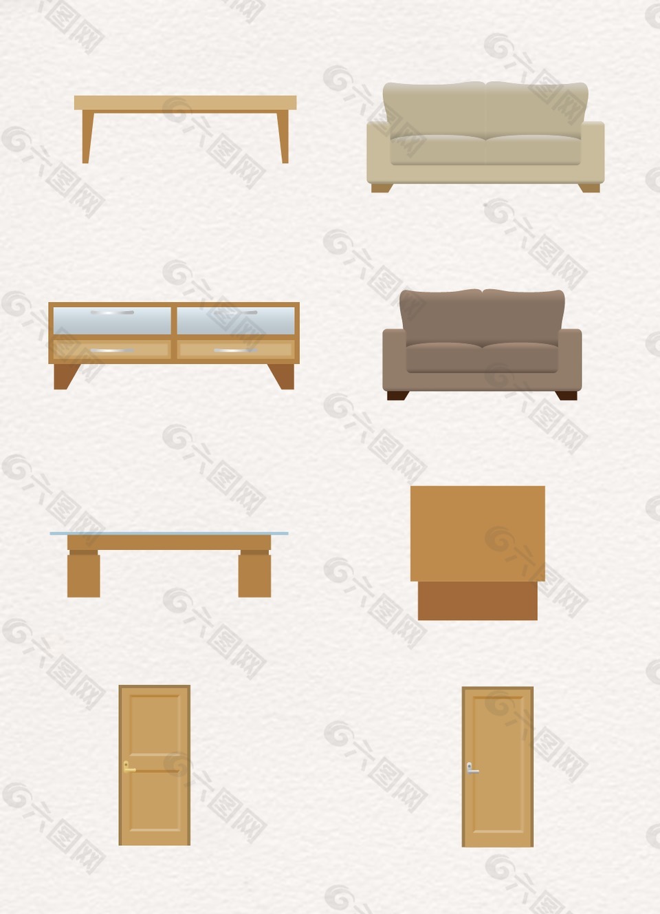 棕色桌子沙发设计