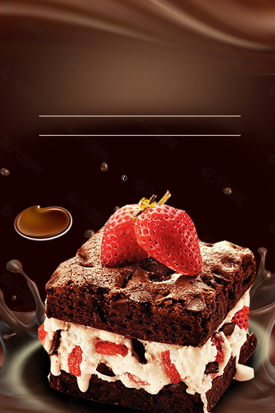 浓郁巧克力草莓蛋糕广告背景