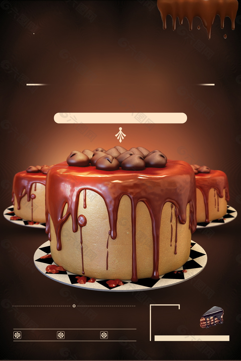 高贵法式巧克力蛋糕广告背景