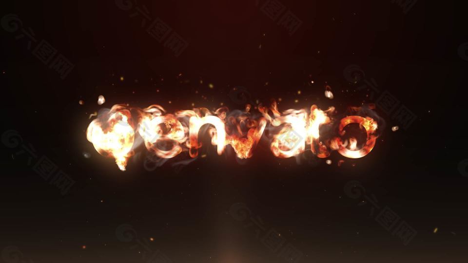 火焰将logo逐渐燃烧殆尽的特效AE模板