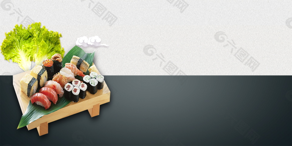 清香日式美食寿司广告背景
