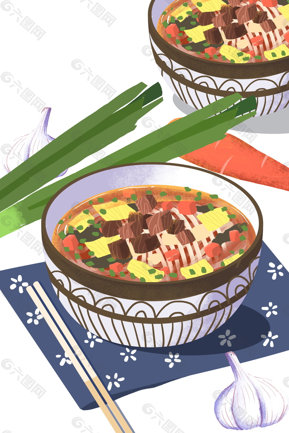 香辣美食汤面装饰元素