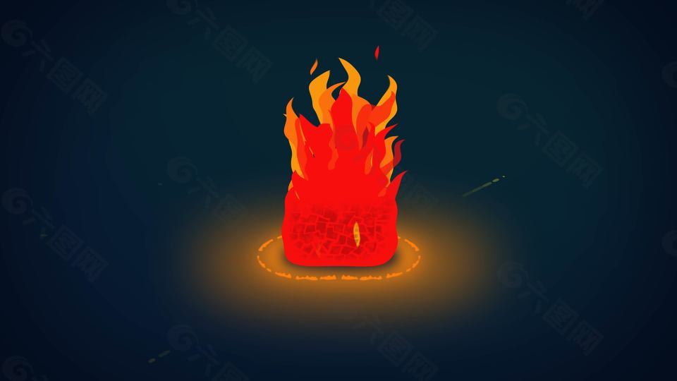 卡通火焰Logo燃烧