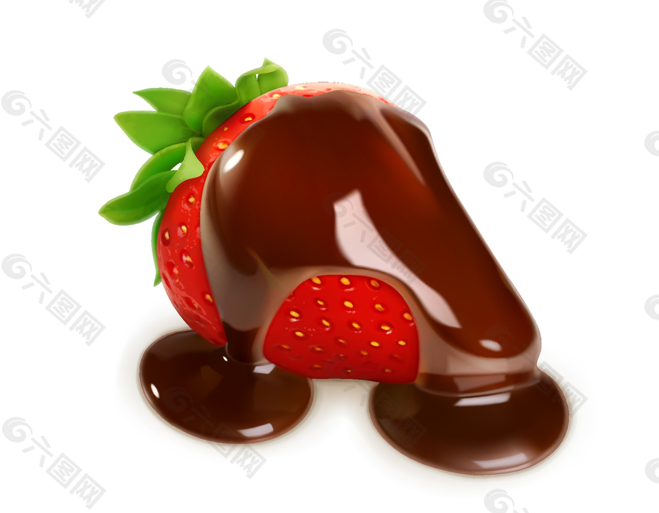 卡通美味巧克力草莓果酱元素