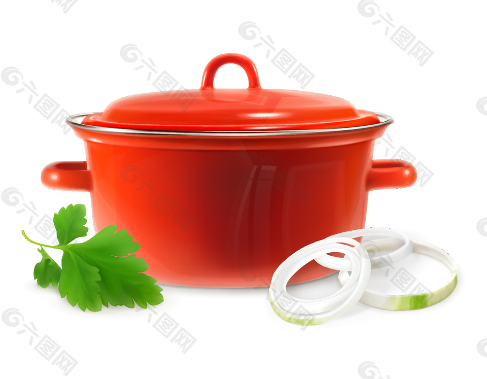 卡通香菜洋葱圈火锅元素