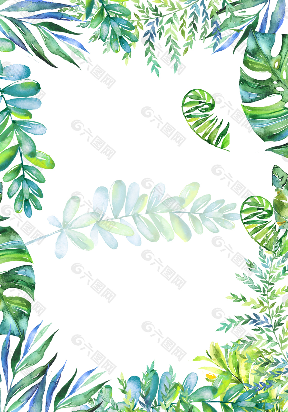 手绘水彩绿色夏天背景背景素材免费下载 图片编号 六图网