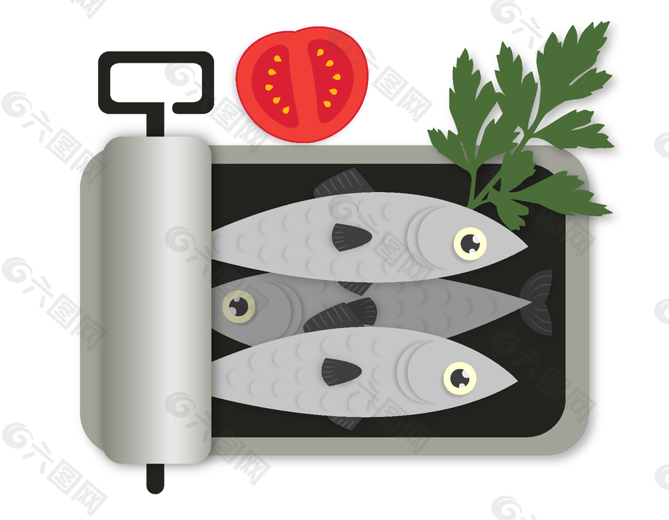 小清新青菜西红柿鲜鱼元素