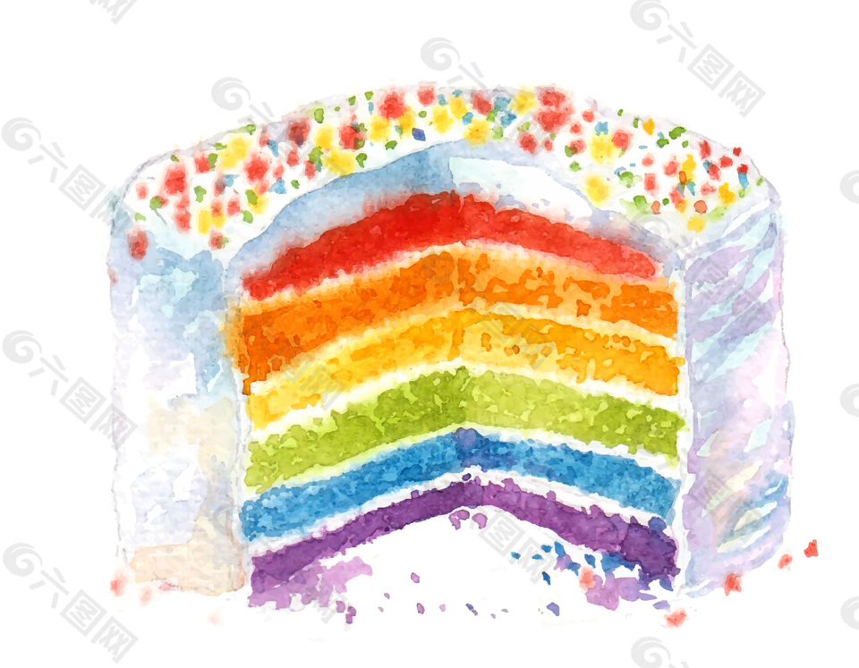 卡通彩色彩虹蛋糕元素