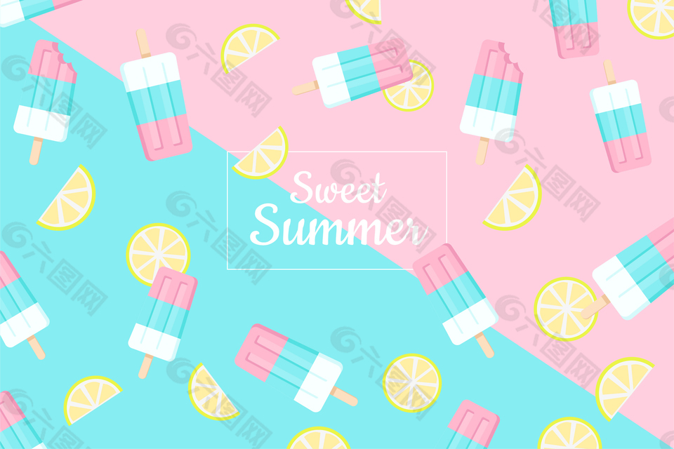 矢量夏季冰激凌图案背景