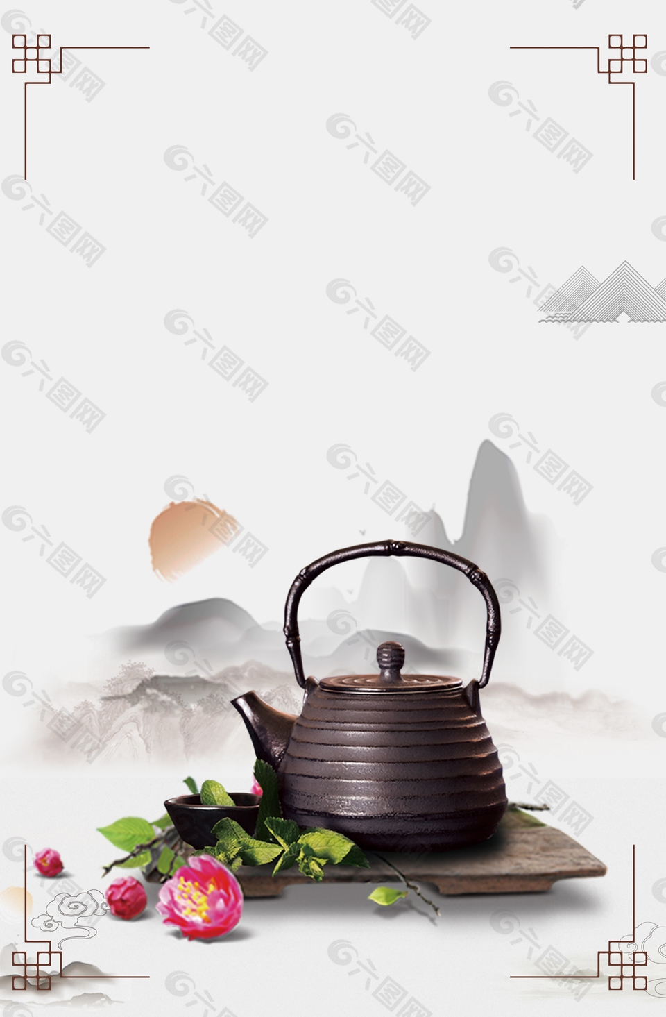 古典中国风茶香怡人海报背景